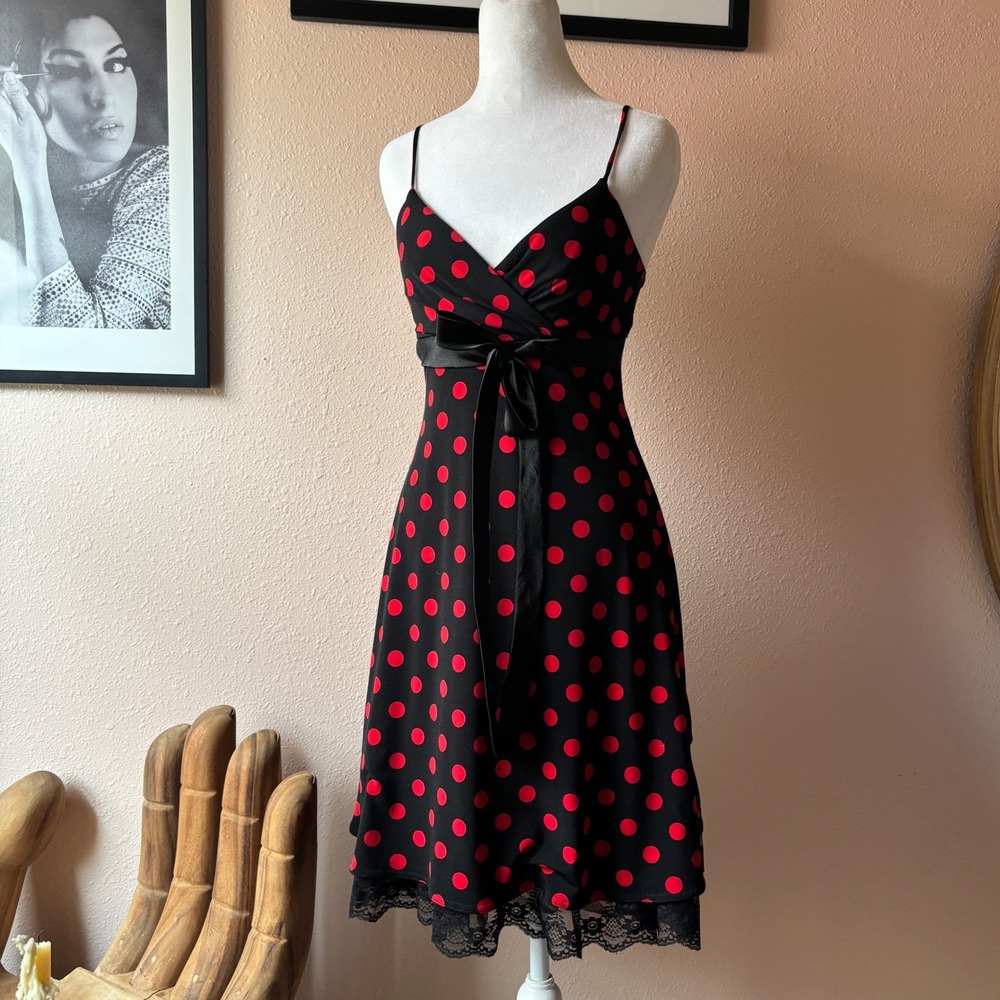 Y2K Steampunk Dark Coquette Polka Dot Evening Dress